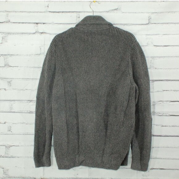 LL Bean Organic Cotton Waffle Sweater Cardigan Dark Cinder Size XL Minimalist - Picture 4 of 11